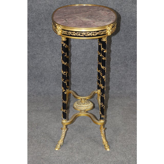 Stone 19th C German Louis XVI Style Ormolu Mounted Marble Top Table by August Forster For Sale - Image 7 of 15