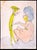 Mino Maccari, The Couple, 1980s, Ink and Watercolor Drawing For Sale