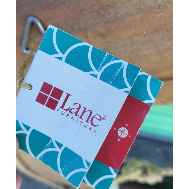 Wood Vintage Huge Coastal Maroon Cream Distressed Carved Wood Life Saver Raft Wall Decor by Lane Furniture For Sale - Image 7 of 7