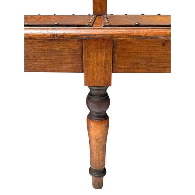 Art Nouveau Dutch Hall Bench in Elm and Beech, 1900s For Sale - Image 9 of 16