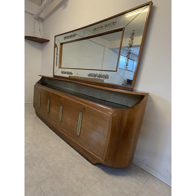 Sideboard with Backlit Mirror by Vittorio Dassi, 1950s, Set of 2 For Sale - Image 4 of 16