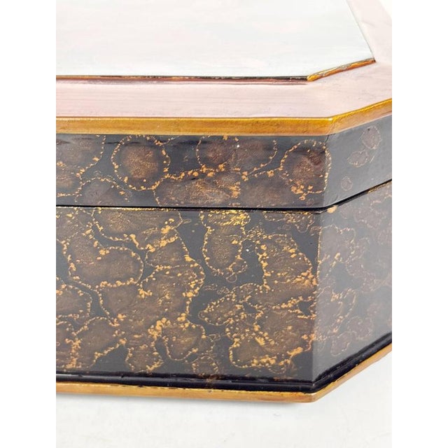 Wood Large Brown and Black Lacquered Box, France, 1970s For Sale - Image 7 of 11