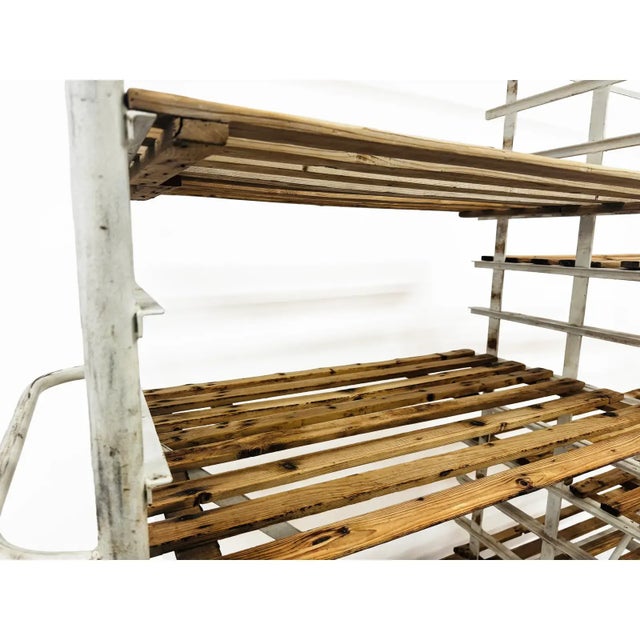 Antique Vintage Belgian Bakery Rack Cart With Wheels For Sale - Image 6 of 6