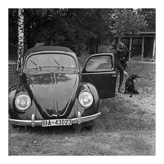 Hunter with Dog and Volkswagen Beetle, Germany 1939, Printed 2021 For Sale