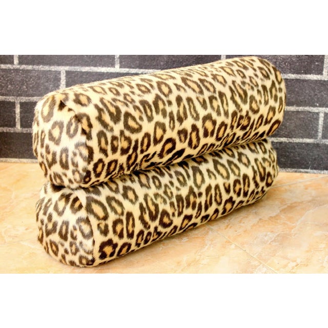 Not Yet Made - Made To Order Vintage Leopard Fur Velvet Bolster Pillows - a Pair For Sale - Image 5 of 13