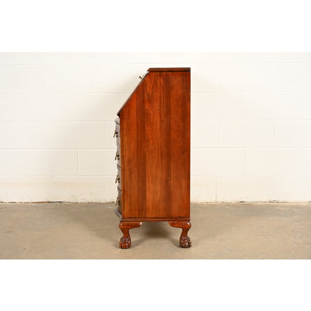 Chippendale Solid Mahogany Drop Front Secretary Desk by Jasper Cabinet Co. For Sale - Image 15 of 18