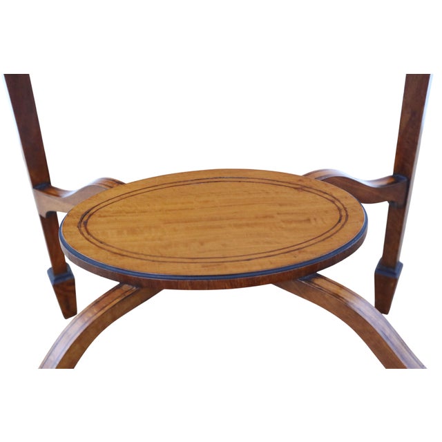 Wood Antique Oval Inlaid Satin Walnut Occasional Table, 1900s For Sale - Image 7 of 9