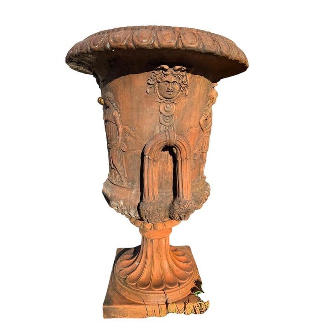 Large Handcrafted Tuscan Terracotta Medici Urns from Impruneta, 1970 For Sale - Image 4 of 6