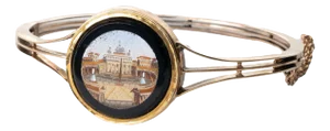 Micro Mosaic of St. Peter’s Cathedral Set in a Gold Bangle Bracelet, C. 1860