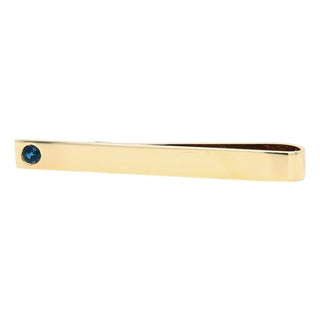 Tiffany & Co. 14k Yellow Gold & Sapphire Tie Bar or Tie Clip For Sale