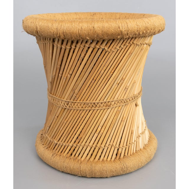 Mid-Century Pencil Reed Rattan & Rope Stool Side Table For Sale In Houston - Image 6 of 6
