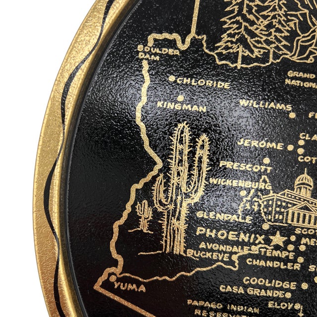 Mid 20th Century Vintage Arizona Souvenir Tole Tray With Saguaro Cactus, Mid-Century For Sale - Image 5 of 8