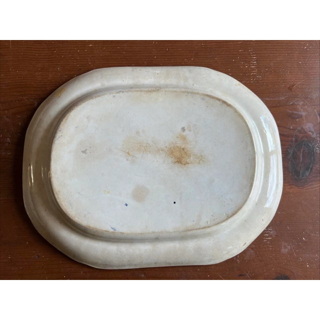 Antique Dark Blue Transfer Decorated Staffordshire Platter, "Wild Rose" For Sale - Image 12 of 12