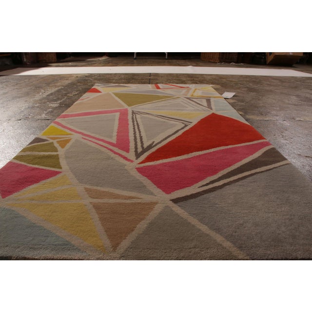 Rug & Kilim’s Mid-Century Modern Geometric Gray Red Wool Custom Runner For Sale In New York - Image 6 of 9