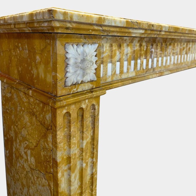Antique French Siena Marble Fireplace Mantel, 1780 For Sale - Image 3 of 9