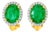 Late 20th Century 18K Yellow Gold Diamond Emerald Huggie Earrings, Pair For Sale