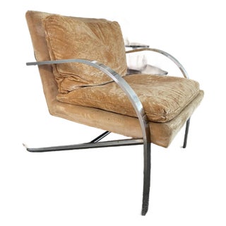 1960s Bernhardt Flair Chrome & Velvet Chairs For Sale