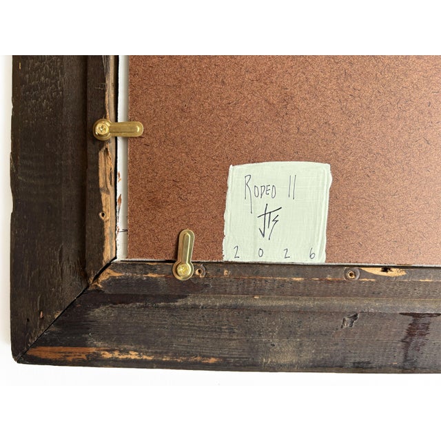 “Rodeo” Black Abstract Art in Antique Frame, Transitional Living Room Art by JTS For Sale - Image 9 of 10