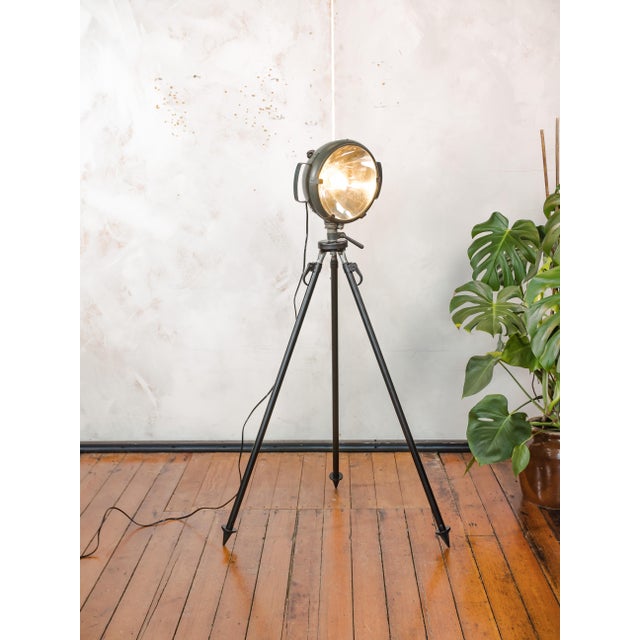 Military Spotlight Floor Lamp on Original Tripod from Bosch Eisemann, 1960s For Sale - Image 4 of 18