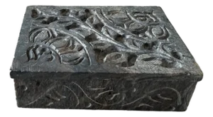 Hand Carved Jali Soapstone Lidded Trinket Box