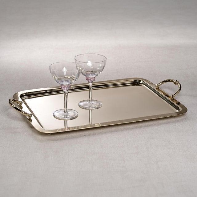 Manetta Steel and Brass Tray- Polished Gold,,21" x 13" x 2"