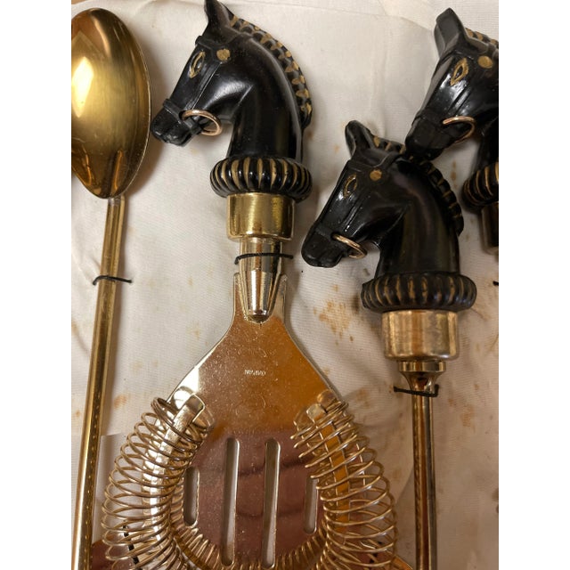 50s/60s Fathers Brass Hermes-Style Horse Head Barware Set- 6 Pieces For Sale In Sacramento - Image 6 of 8
