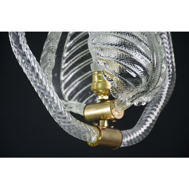 1940s Elgant Transparent Art Decò Barovier E Toso Pendant Light Murano Glass For Sale - Image 11 of 12