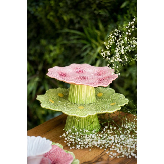 Traditional Bordallo Pinheiro Maria Flor Cake Stand, 14" For Sale - Image 3 of 4