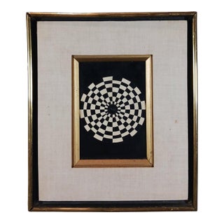 1968 Original Mixed Media Op-Art by African American Artist James McCoy Toller For Sale