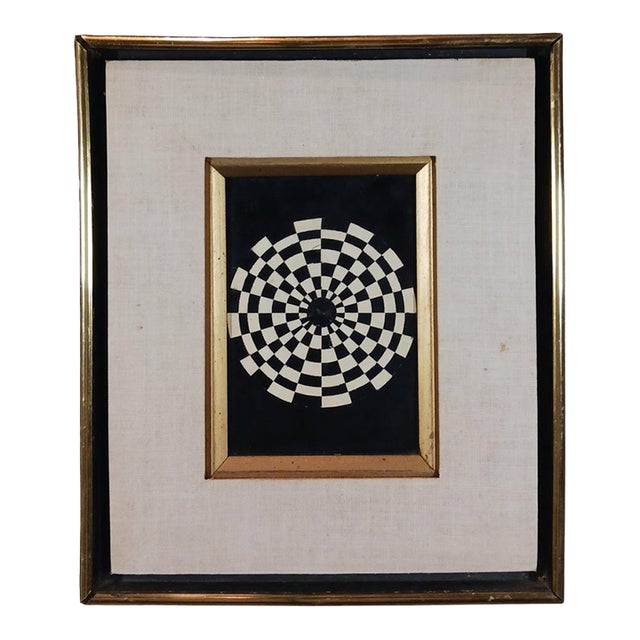 1968 Original Mixed Media Op-Art by African American Artist James McCoy Toller For Sale
