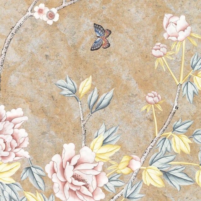 36" * H100"/Panel * 5ps, Beige-Brown‌ Floral and Bird Wallpaepr, Chinese-Style Floral and Bird Wallpaper Mural, 5 Panels For Sale - Image 6 of 6