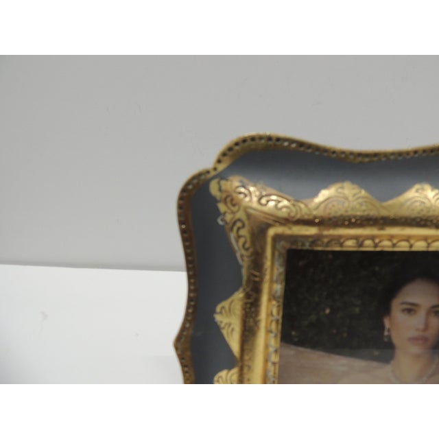 Italian Green & Gold Italian Florentine Style Decorative Picture Frame For Sale - Image 3 of 4