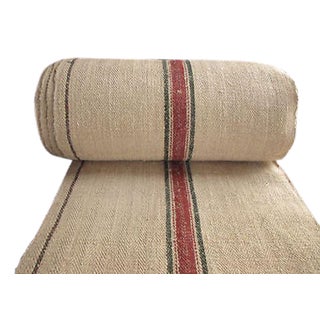 Antique Hemp Table Runner 1.1 Yds Green Terracotta For Sale