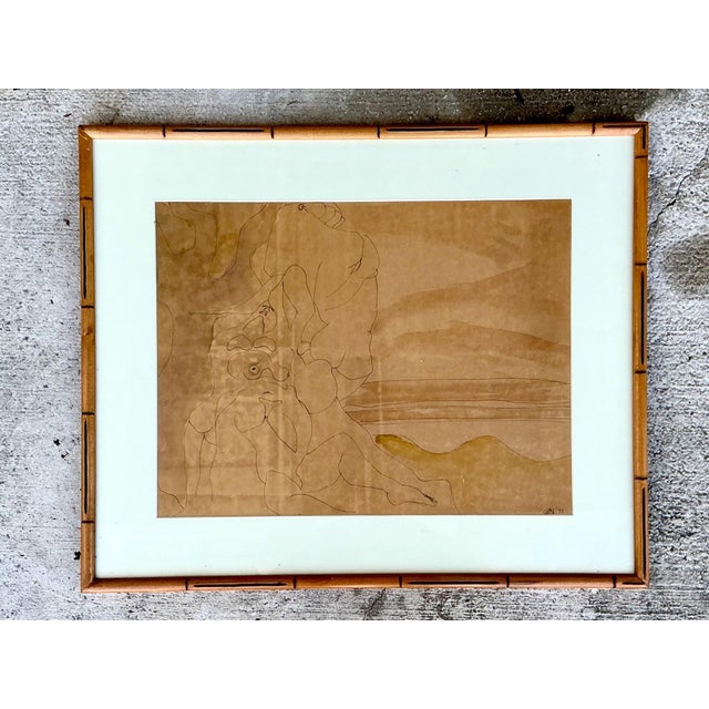 Framed Abstract Figurative Line Drawing For Sale In West Palm - Image 6 of 16