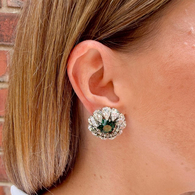 Mid-Century Modern Vintage Flower Earrings from Christian Dior, 1963, Set of 2 For Sale - Image 3 of 12