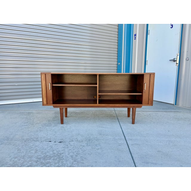Wood 1970s Mid-Century Modern Walnut Tambour Door Credenza / Media Console For Sale - Image 7 of 12