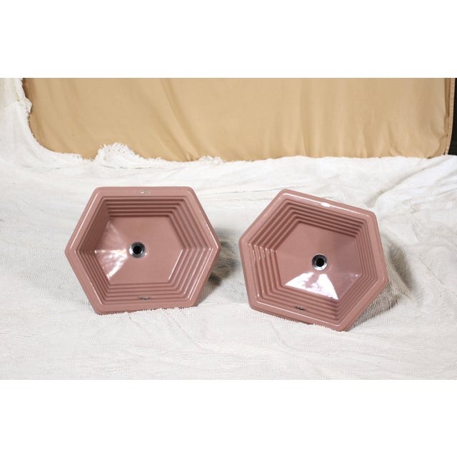 Pair of Inset Kohler Cast Iron Sinks in a Rose Pink for the Bathroom For Sale - Image 17 of 17