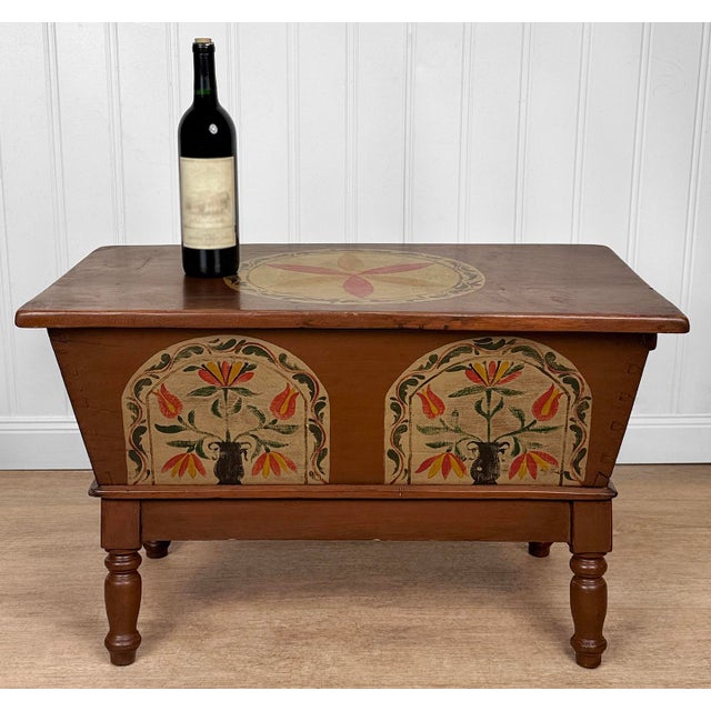 - Original Early 20th Century Pennsylvania Dutch Dough Box - Solid Wood with Large Dovetailed Construction - Hand Painted...