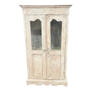Old Farmhouse Reclaimed Storage Cabinet White Wash For Sale