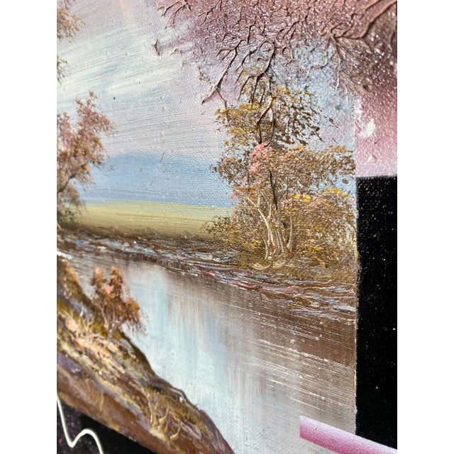 Textile 1980s Memphis Style Postmodern Sci-Fi Signed Acrylic Painting on Canvas in the Style of J Kugler For Sale - Image 7 of 11