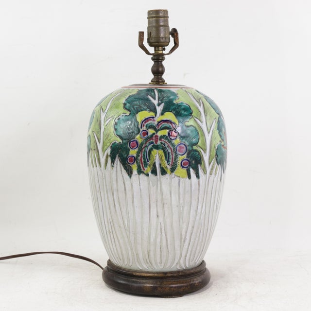 Antique Chinese Famille Rose Bok Choy Porcelain Table Lamp With Cabbage Leaf and Butterfly Motif For Sale - Image 4 of 16