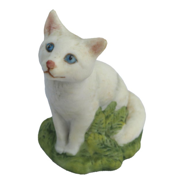 Vintage Aynsley Fine Porcelain Bisque Cat Figurine From England For Sale