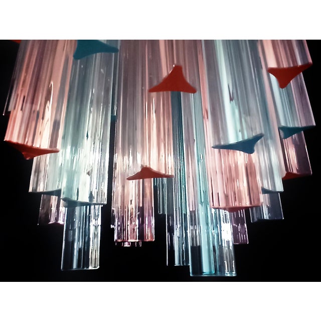 Glass Murano Chandeliers with Multicolored Glasses, 1980, Set of 2 For Sale - Image 7 of 17