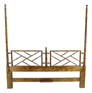 Faux Bamboo c1970s Tortoise Finish King Size Decorative Headboard Bed MINT!