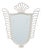 French White Lacquered Metal Mirror with Looped Wire Frame and Fan Crest, 1950s For Sale