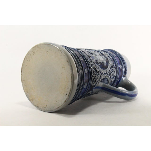 1880's Blue on Gray Stoneware Beer Stein 2 L Westerwald, Germany For Sale - Image 17 of 18