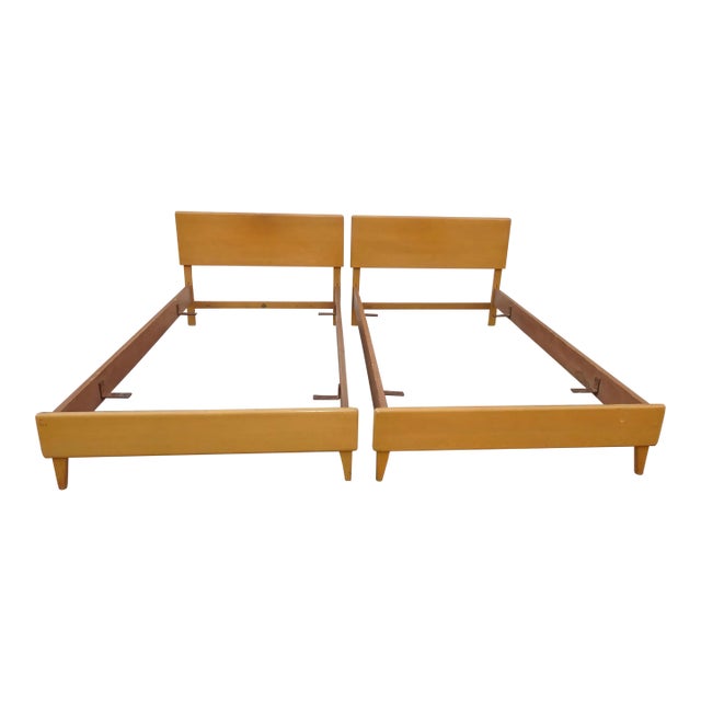 Vintage Mid Century Modern Twin Heywood Wakefield Bed Frames Twin Headboards For Sale