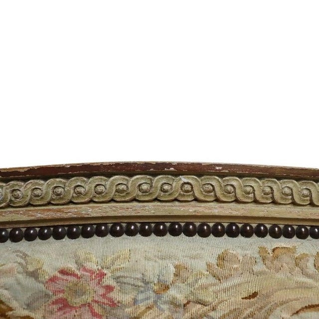 Wood Pair of Antique French Louis XV Carved Wood & Floral Tapestry Twin Beds C1910 For Sale - Image 7 of 13