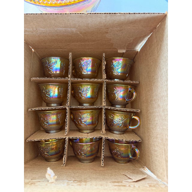 1970s Indiana Glass Iridescent Gold Punch Bowl - 14pcs For Sale - Image 12 of 12
