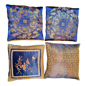 4 Vintage Silk Pillows